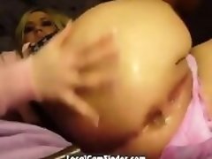 Wet amateur masturbates ass and pussy on webcam