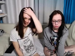 Two teen lesbian playing with each other on webcam