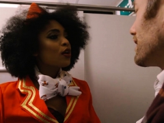 Afro hair ebony stewardess pussy slammed in the toilet