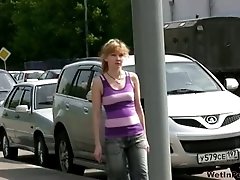 Piss fetish outdoor solo clip with slim blonde Sveta