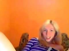 Blonde german teen playing with her ass & long pussy lips