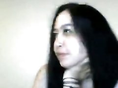 Hot Asian brunette girl pleases her boyfriend on webcam