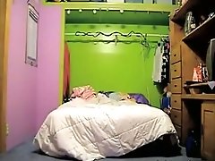 Sex appeal amateur brunette striping and dancing in her bedroom