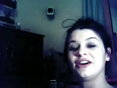 European brunette teen slut deepthroats my cock on webcam