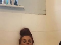 Ebony girl showers her big ass amp masturbating