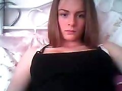 German hot white girl flashes her big tits on webcam