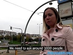 PublicAgent Blonde Bibi fucks a stranger outside for a free rail card