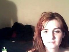 White trash redhead girl sucks her boyfriend's BBC on webcam