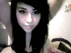 Palatable tattooed brunette strips on webcam like a pro