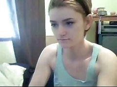 Cute pale skin skank undresses and masturbates on webcam