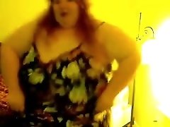 Filthy white SSBBW bitch on webcam in her bedroom dancing