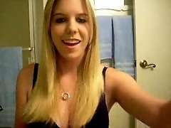 Shameless blonde teen with great body gets naked on webcam