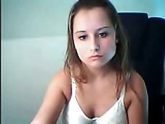 Depressed bosomy webcam girl flashes with her big saggy tits