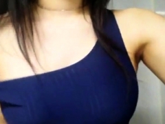 Japanese girl shows her huge boobs on a webcam