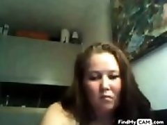 Chubby chick showing her tits on webcam
