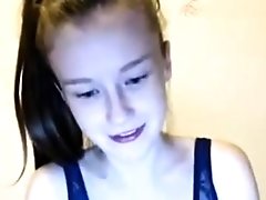 Hot skinny brunette teen webcam show