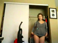 Teen stripping dancing and spreading