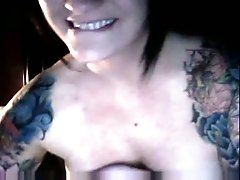 Cock hardening webcam show by juicy tattooed brunette punk chick