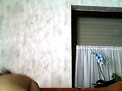 Slutty Asian brunette girlfriend gives me head on webcam