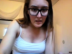 The Most Hot Nerdy Brunette Teen Webcam Masturbation