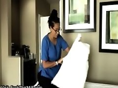 Slutty room service maid gets fucked by hotel guest