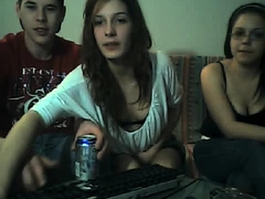 Teen threesome fun on the webcam