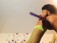 Hot chick with a nice dildo in her tight asshole