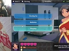 Gamer girl plays Huniepop and uses a vibrator while playing