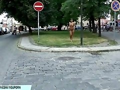 Hot czech babe natalie shows her naked body on public street