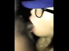 Amateaur Asian slut taking cum on her face,glasses and hat
