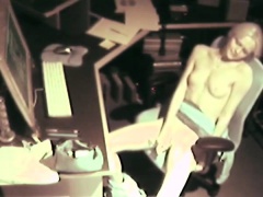 Hidden Cam Attracts Small Blonde Masterbating At The Office