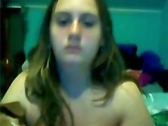 Chubby amateur gal caressing herself on webcam session