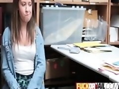 Bad choices caught on camera get teen fucked in mall office
