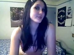 Sexy teen on webcam for her friend exposing her titties and her pussy