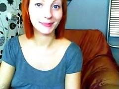 Redhead pale skin sweetie shows her preggo state on webcam