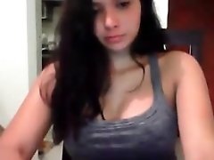 Brunete shows her big boobs and pussy