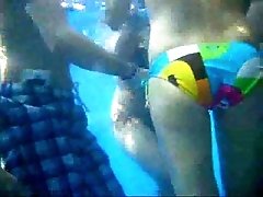 Peeking on big asses using my underwater camera at the swimming pool