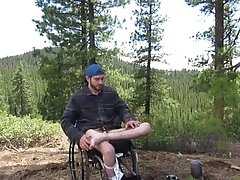 Guy in wheelchair solo camping and horny