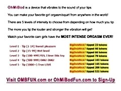 Cutie Brunette Has String Vibrator Inside Her Wet Pussy OMBFUN