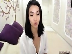 Curvy asian model took off her panties and masturbate on cam