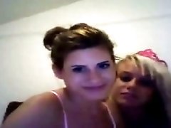 Two teeny lesbians have fun with each other on webcam