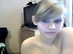 The hottest teen blonde babe on webcam flashing her big tits