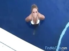Beauty Busty Strip off in the Pool - Softcore