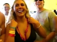 Spring breakers showing off their sexy titties on camera and to public