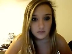 Cute teen GF looks so hot on webcam as she gets all naked and rubs her twat