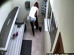 18yo Girl came to Public Solarium with Hidden Cams