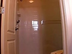 Hidden cam vid of my buddy's brunette wifey taking a shower