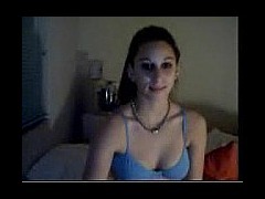 Cute brunette chick on webcam