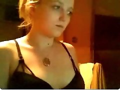 Petite blonde webcam teen goes topless showing me her big tits