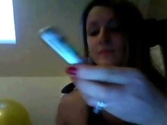 Petite webcam slut jams monster dildo in her tight pussy